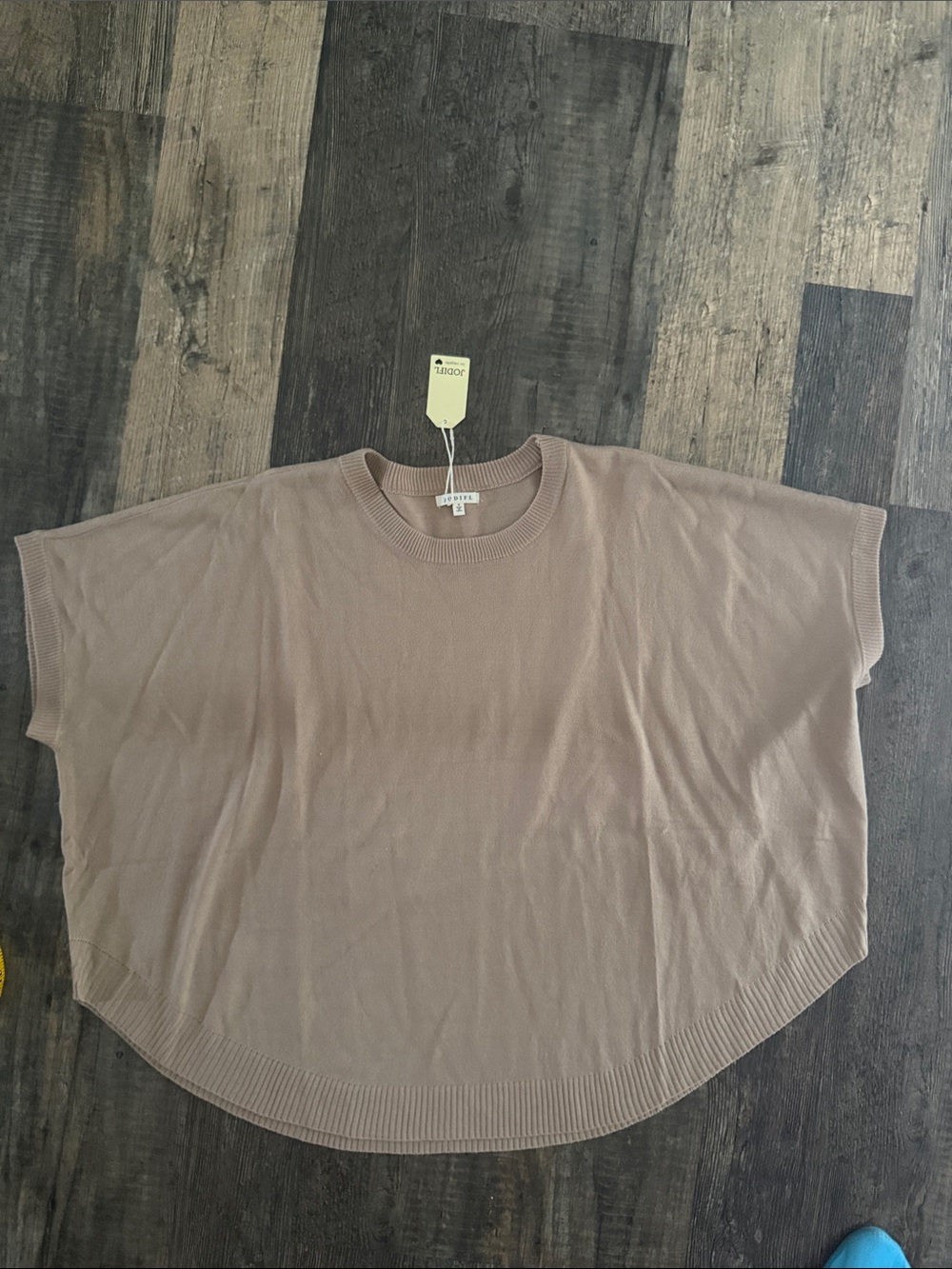 JODIFL Taupe Boxy Knit Tunic Top Sz S